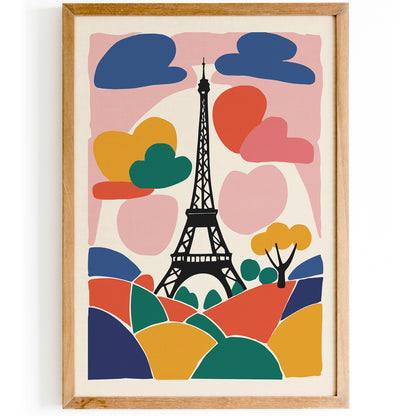 Colorful Eiffel Tower Kids Room Art