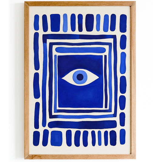 An Eye Bead Art Print Blue Indigo Nazar Poster