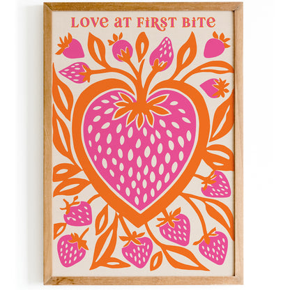 Love at First Bite Strawberry Pop Art Print