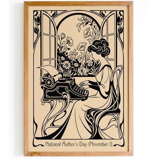 National Authors Day Vintage Book Poster