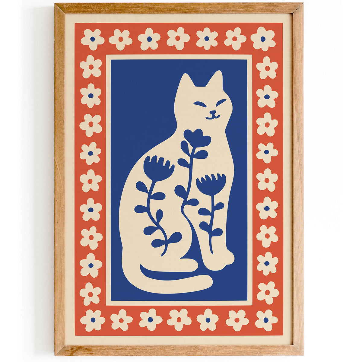 Blue Cat Flower Lover Poster