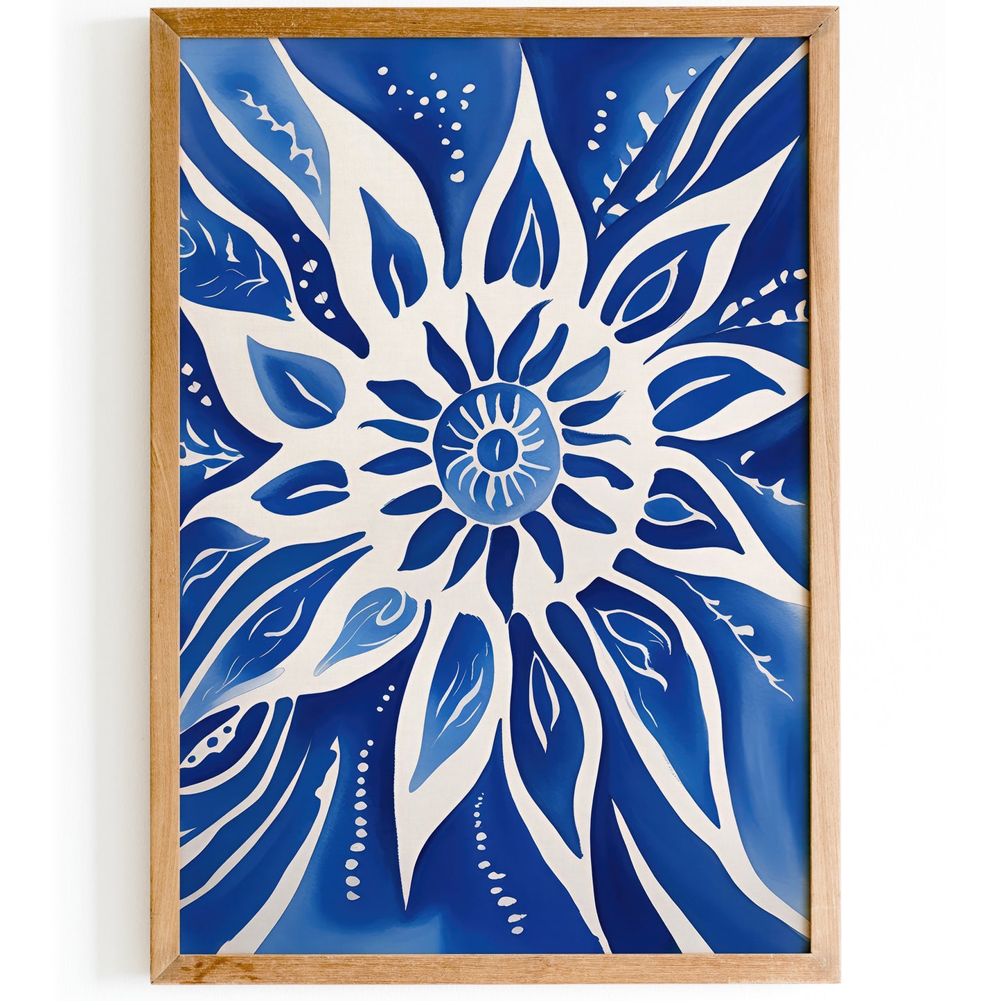 Floral Sun Blue Wall Art Print