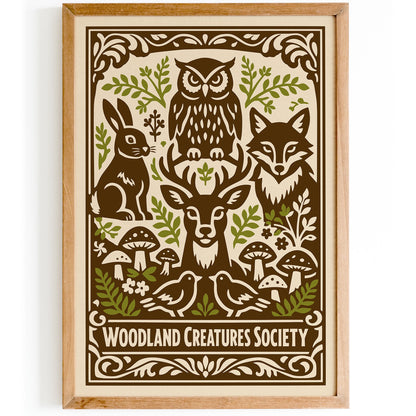 Woodland Animals Poster – Cute Kids Room Wall Art