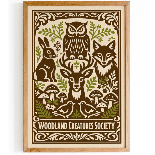 Woodland Animals Poster – Cute Kids Room Wall Art