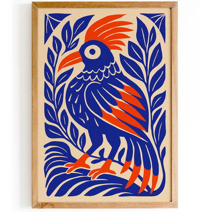 Tropical Parrot Poster - Blue Mexican Bird Wall Art