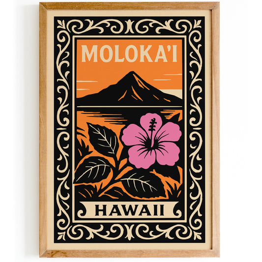 Molokai Island Hawaii Travel Poster