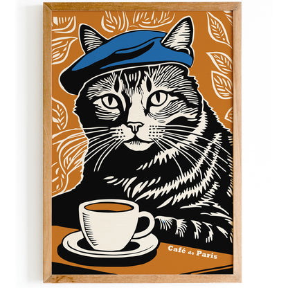 Cafe de Paris Cat Art Print