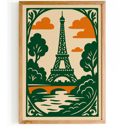 Green Eiffel Tower Paris Poster