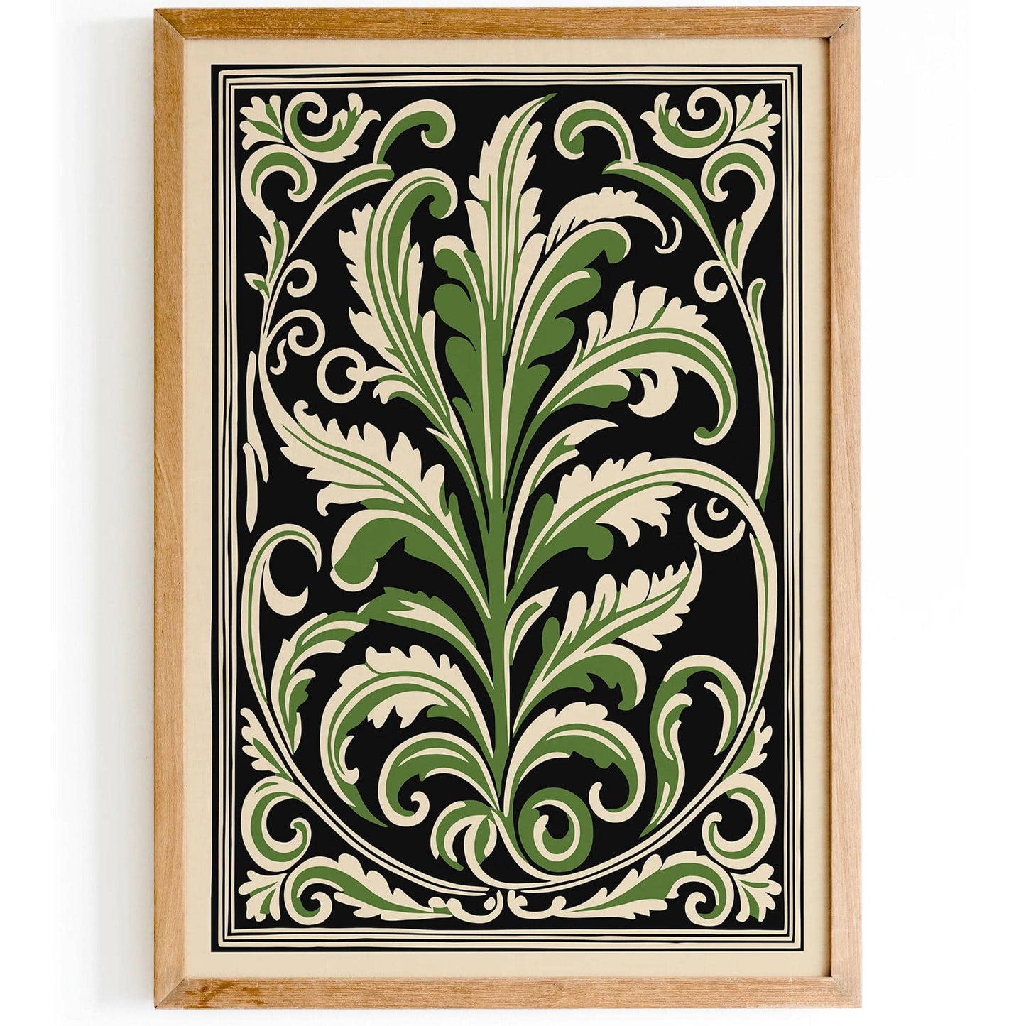 Green Rococo Acanthus Leaf Poster