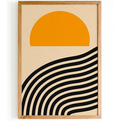 Mid Century Modern Abstract Sunset Print Poster