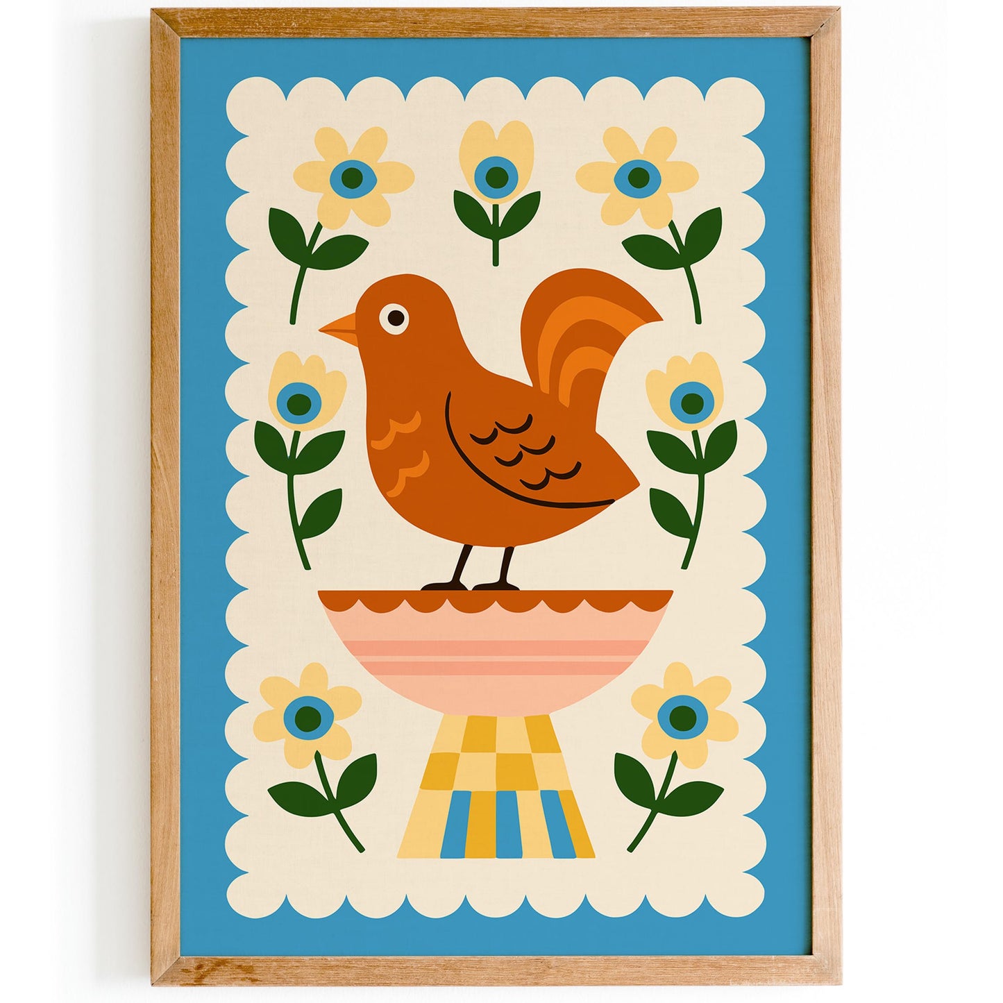 Cute Folk Bird Wall Art Print 2026