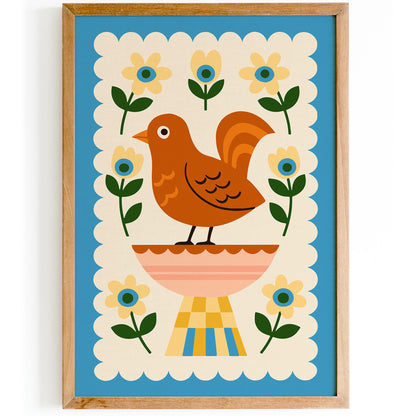 Cute Folk Bird Wall Art Print 2026