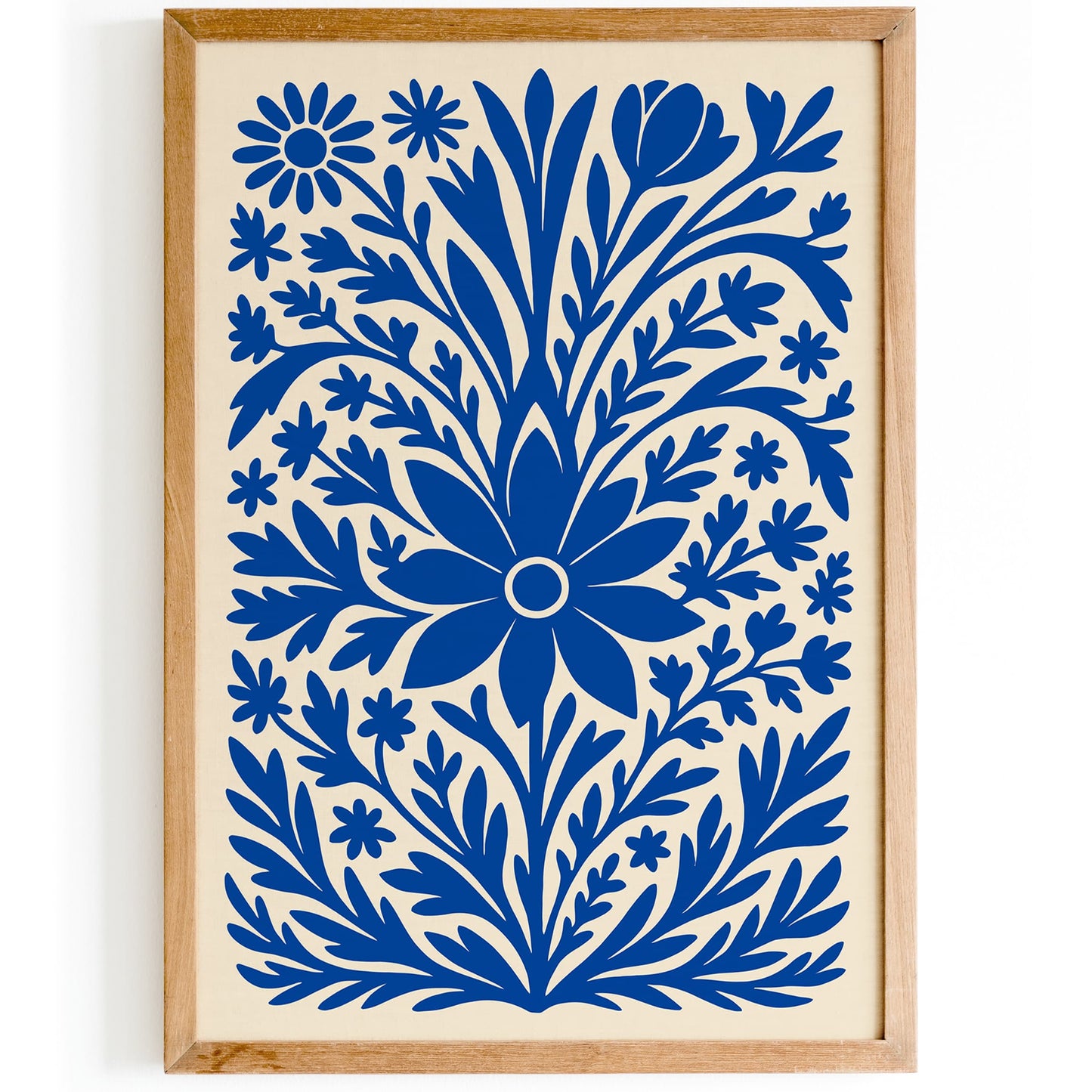 Blue Boho Chic Floral Art Print 2026