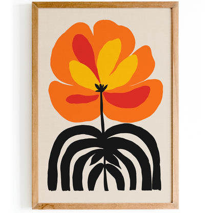 Retro Orange Pop Art Flower Poster