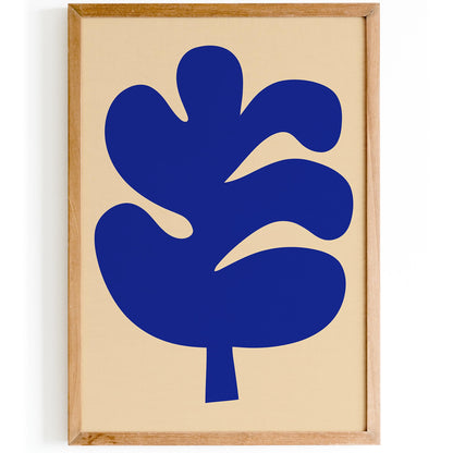 Blue Leaf Wall Art Print