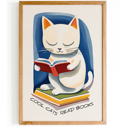 Coll Cats Read Books Literary Wall Art Print