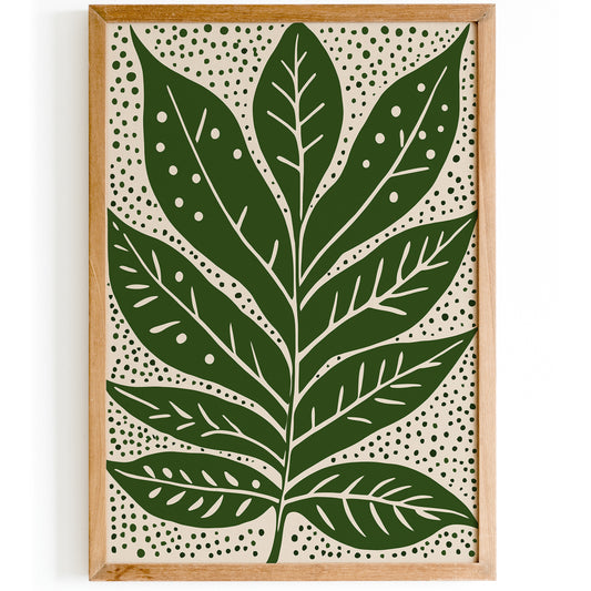 Rustic Green Leaf Vintage Art Print