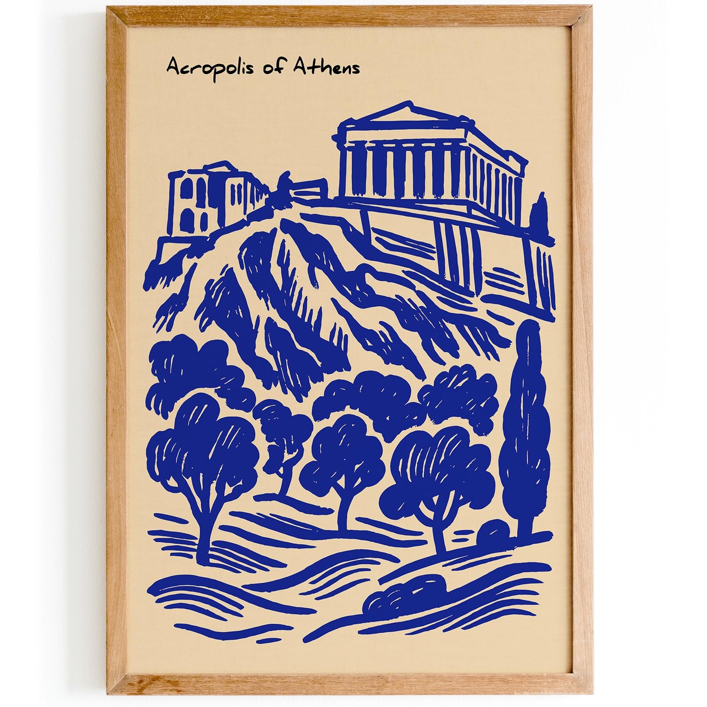 Acropolis Athens Poster - Blue Greece Travel Wall Art