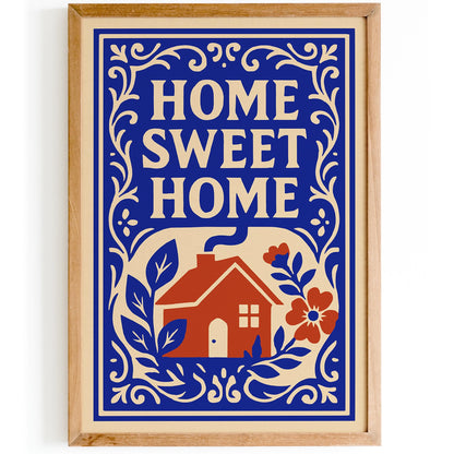 Home Sweet Home - Blue Wall Art Print