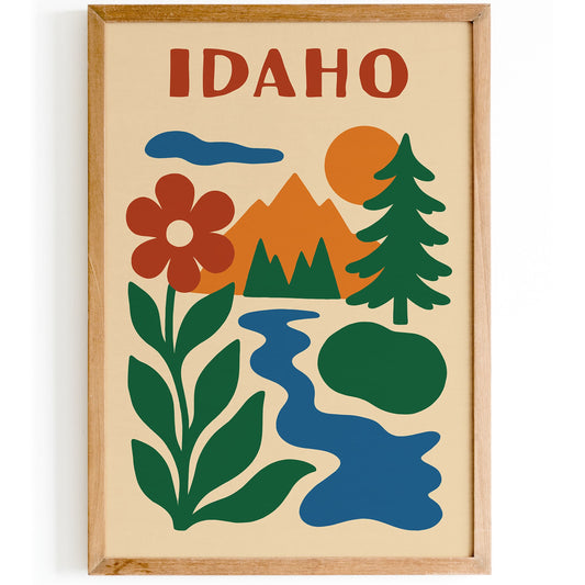 Idaho Retro Minimalist Travel Poster