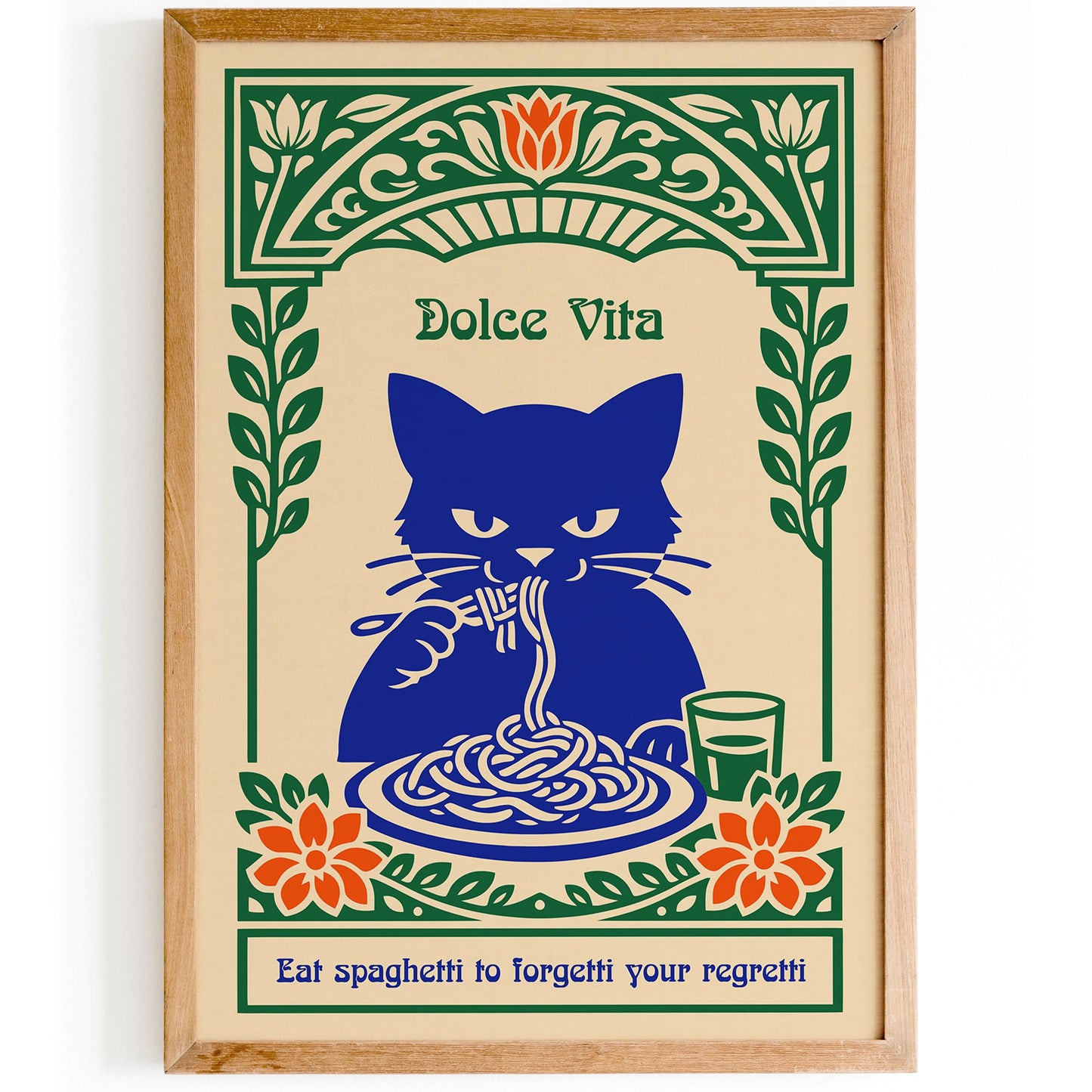 Eat Spaghetti Poster – Funny Kitchen Wall Art