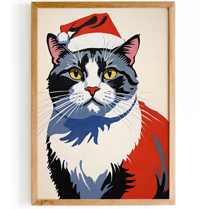 Christmas Cat Santa Wall Art