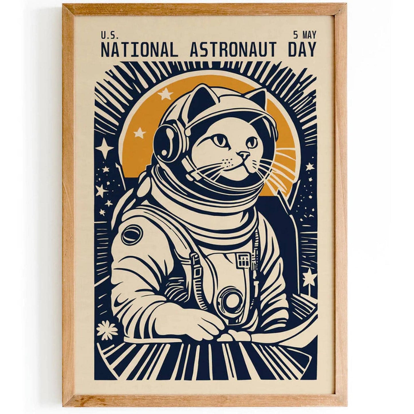 Funny Cat Astronut Wall Art Kids Room Decor - HypeSheriff