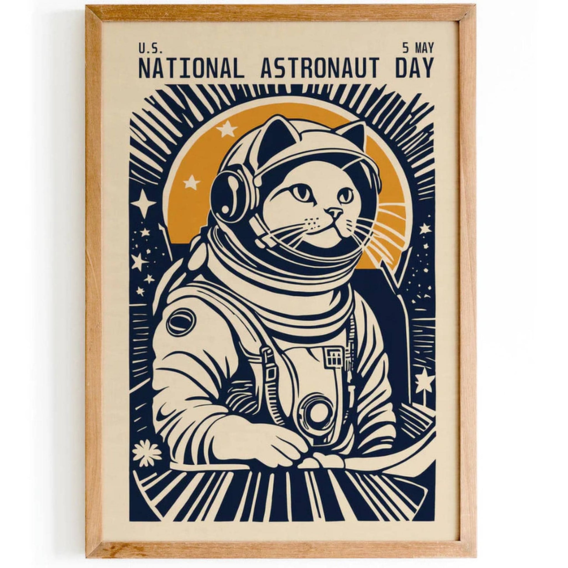 Funny Cat Astronut Wall Art Kids Room Decor - HypeSheriff