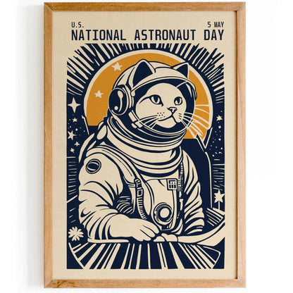 Funny Cat Astronut Wall Art Kids Room Decor - HypeSheriff