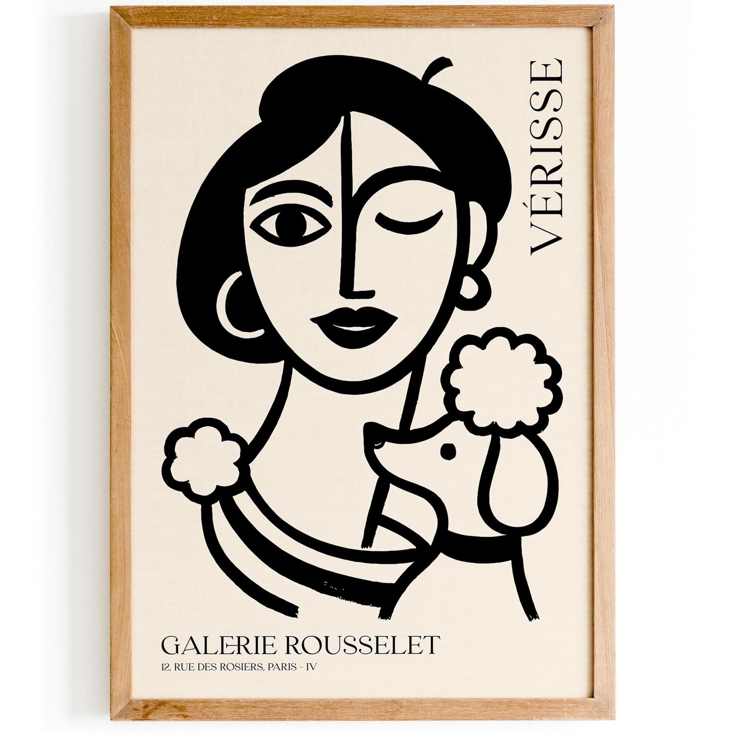 French Girl with Poodle – Black Ink Galerie Rousselet Poster