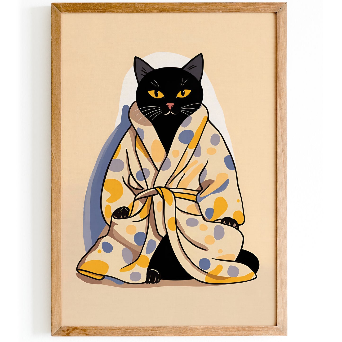 Bathrobe Cat Cute Bathroom Wall Art Print