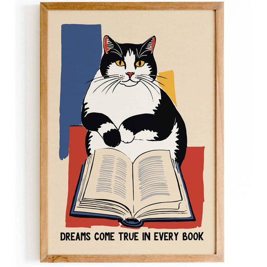 Bookish Cat Wall Art Poster