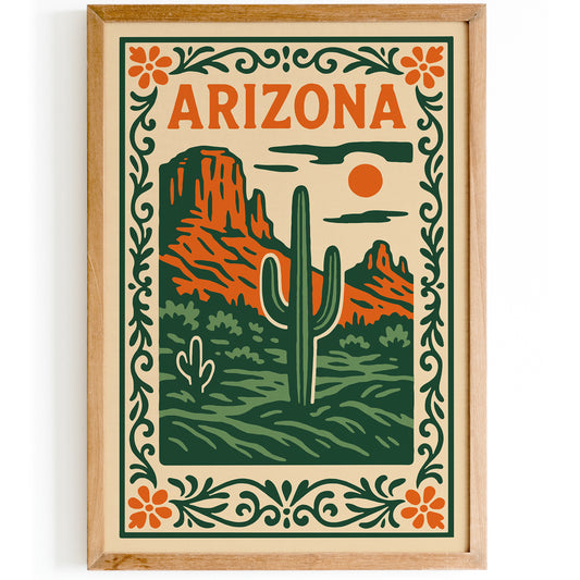 Arizona Travel Poster - Green Landscape Art Print