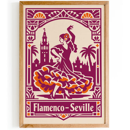 Flamenco Seville Poster - Pink Spanish Wall Art