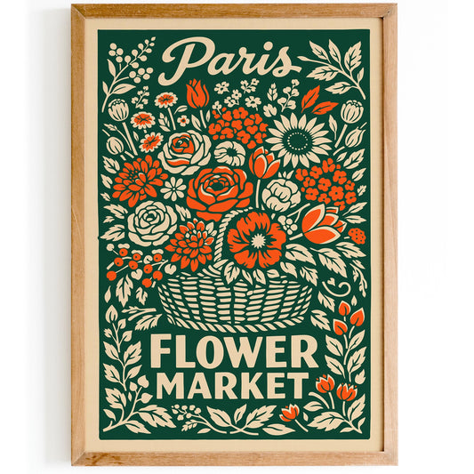 Vintage Paris Flower Market Poster