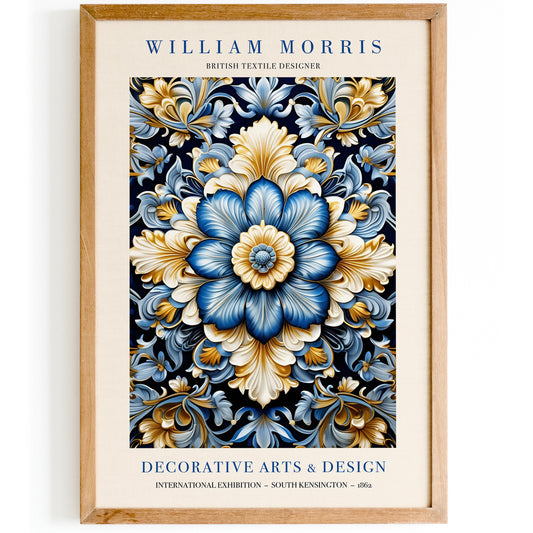 William Morris Blue Floral Art Print