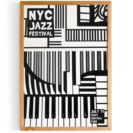 NYC Jazz Festival - Black and White Piano Poster