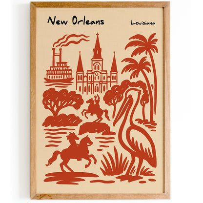 New Orleans Louisiana Red Poster