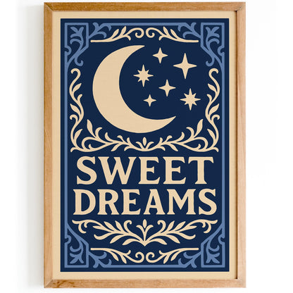 Sweet Dreams Poster - Moon and Stars Rococo Art Print