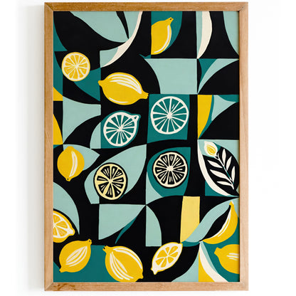 Retro Abstract Lemon Kitchen Wall Art