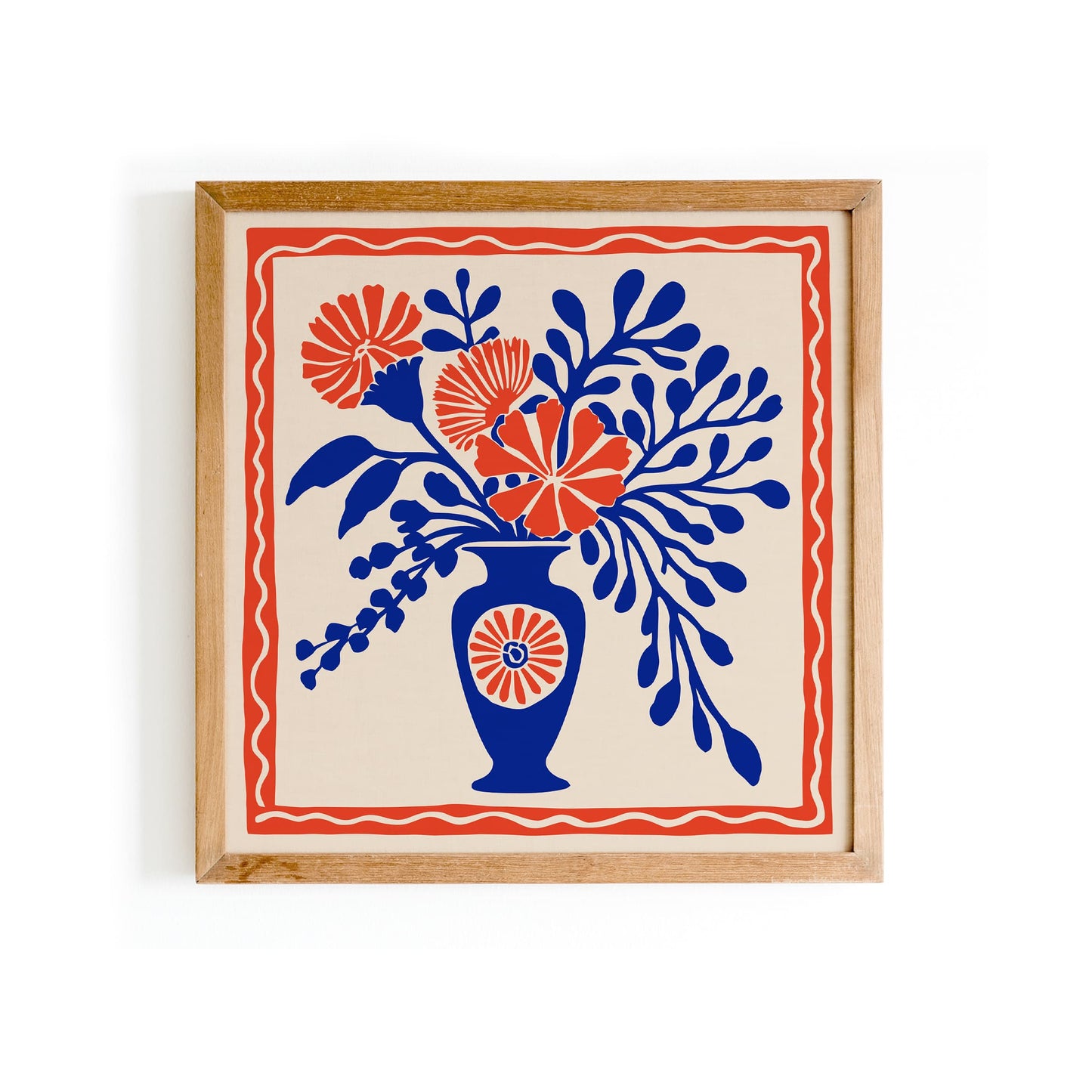 Blue Flowers Vase Poster - Square Floral Wall Art