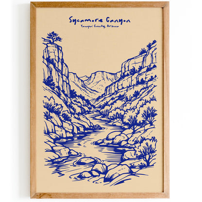 Sycamore Canyon Arizona Poster – Blue Travel Wall Art