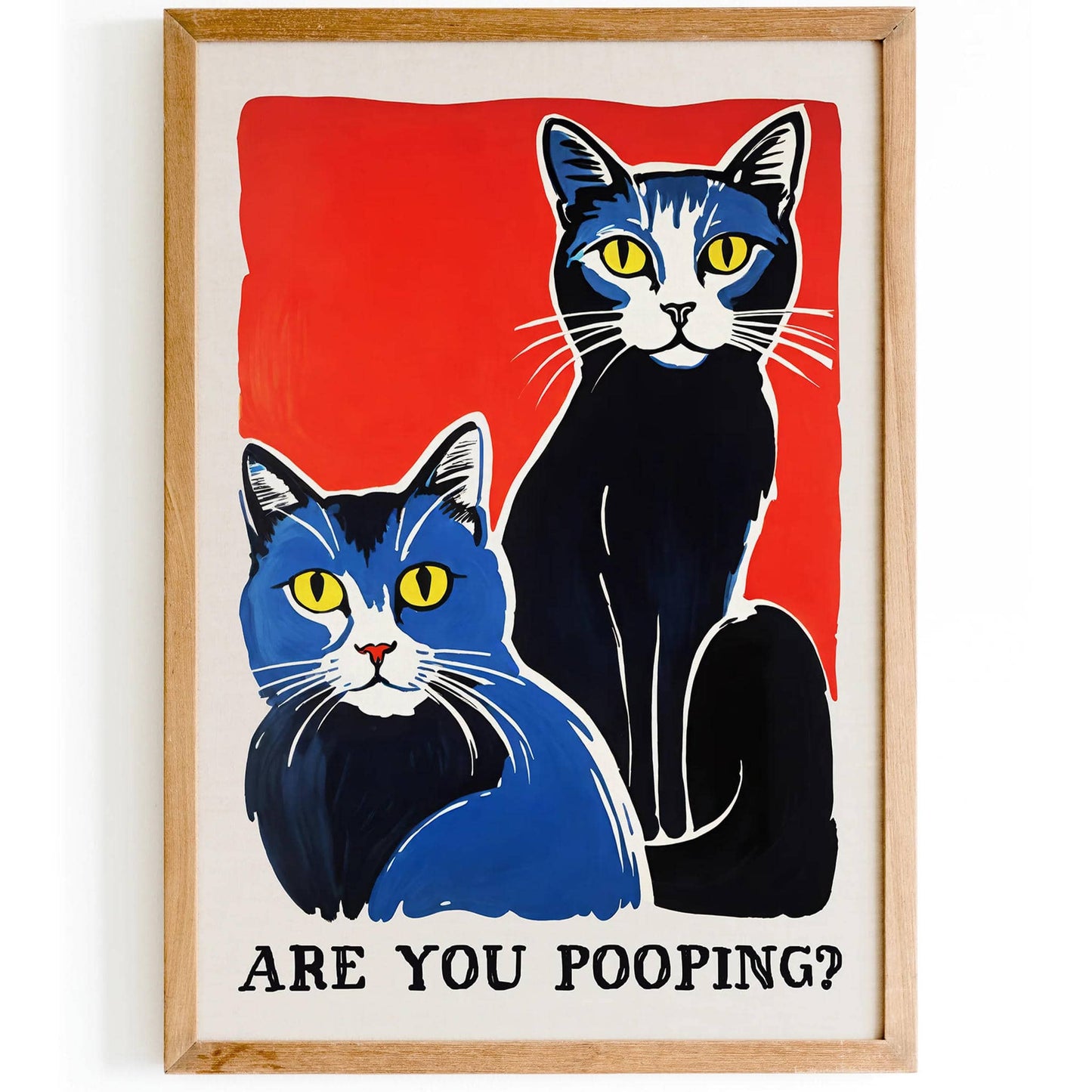Funny Cat Bathroom Poster – Are You Pooping?