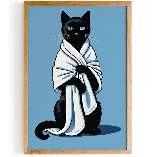Elegant Cat Spa Day Wall Art Print
