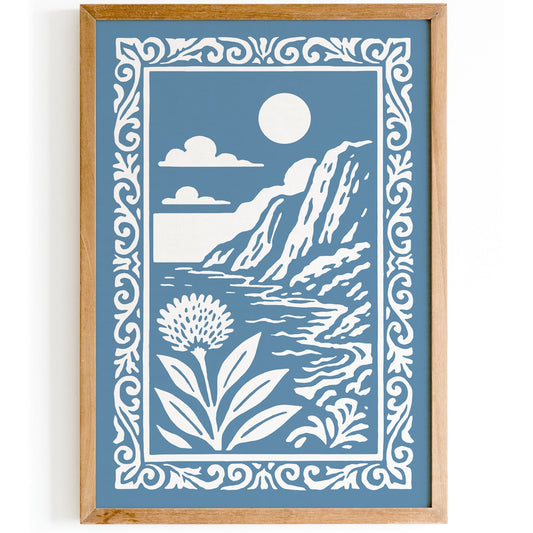 Blue Tropical Landscape Poster