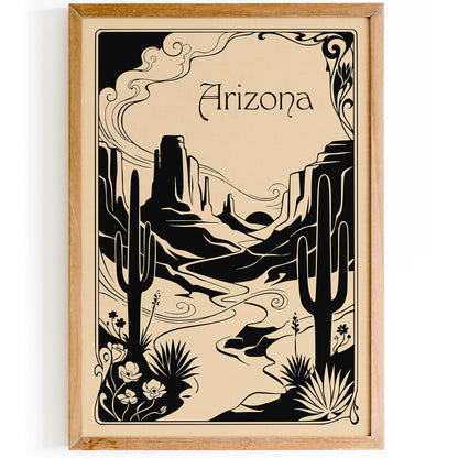 Arizona Black Ink Travel Poster