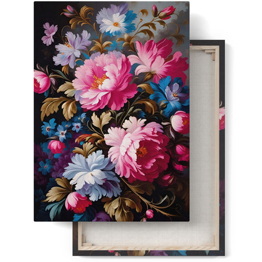 Vintage Romance: Baroque Style Floral Canvas Art