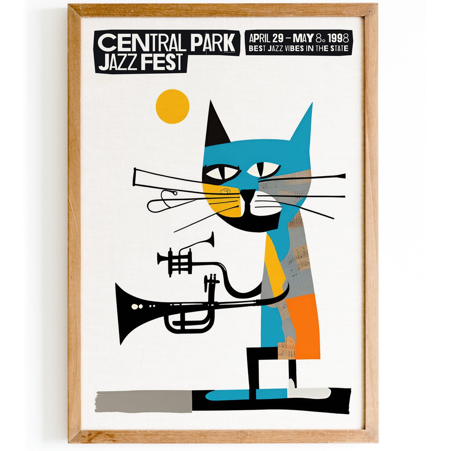 Funny Cat Retro Music Poster