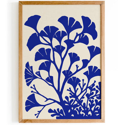 Gingko Bilboa Blue Nature Art Print