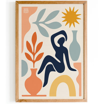 Abstract Blue Figure - Modern Cut-Out Style Wall Art Print